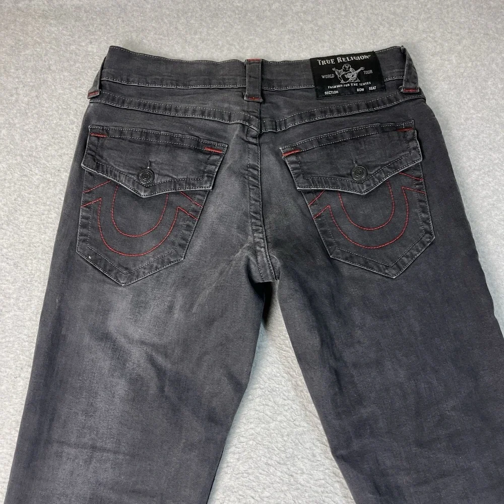 True Religion Jeans Mens 31x32 Gray Ricky Relaxed Straight Cotton Blend Denim